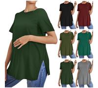 Women Pregnancy Shirts UK Clearance Ladies Maternity T-Shirt Short Sleeve Tee Round Neck Tshirts Solid Color Shirt Loose Fit Blouses Soft Blouse Casual Summer Tops Comfy Clothes Breathable Costumes