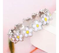 Women Pretty Flower Shaped Party Rings 925 Silver Filled Jewelry Size 6-10-10-Silver
