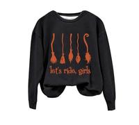 Women Print Pullover Tops Jumper Tee Shirts Tops Halloween Sweatshirts Pullovers T Shirts Women Sisters Tops Witch Graphic Sweatshirts Active Wear Women Set (Black, S)