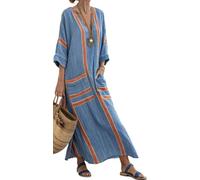 Women Printed Loose Dress Short Sleeve Bikini Swimsuit Cover Up Side Split Beach Vacation Lazy Pocket Kaftan Dress-02||3X_l