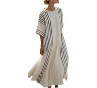 Women Printed Loose Dress Short Sleeve Bikini Swimsuit Cover Up Side Split Beach Vacation Lazy Pocket Kaftan Dress-28||m