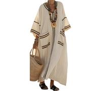 Women Printed Loose Dress Short Sleeve Bikini Swimsuit Cover Up Side Split Beach Vacation Lazy Pocket Kaftan Dress-04||xx_l