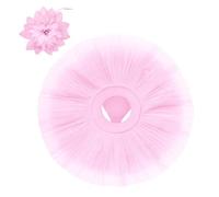 Women Professional Swan Lake Ballet Tutu Skirt 7 Layers Hard Organdy Platter Performance Leotard Skirt with Hair Clip Ballerina Costume Adult Pancake Tulle Skirt Dancewear for Rehearsal Pink Small
