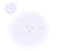 Women Professional Swan Lake Ballet Tutu Skirt 7 Layers Hard Organdy Platter Performance Leotard Skirt with Hair Clip Ballerina Costume Adult Pancake Tulle Skirt Dancewear for Rehearsal White X-Large