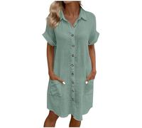 Women Prom Dresses Muslin Short Sleeve Midi V Neck Dress Solid Loose Beach Daily Sundress Going Out Plus Size Outfits Vacation Tunic Sundress Holiday Casual Dress Women S-5XL