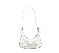 Women PU Bow Shoulder Bag Large Capacity Underarm Bags with Adjustable Strap Top-Handle Bags for Daily Office Work Outing Social Occasions (white)
