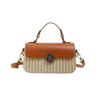 Women PU Handmade Woven Tote Handbag Multi-Purpose with Lock Buckle | Handmade Woven Tote Handbag Versatile Sling Pouch for Outdoor Travel and Commute Work