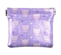 Women PU Leather Change Pouch, Kiss Lock Coin Bag Coin Wallet | Portable, Closes Securely, Spring Frame, Credit Card, Lipstick, Purple Cat Stars