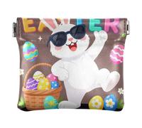 Women PU Leather Change Pouch, Kiss Lock Coin Bag Mini Wallet | Soft, Waterproof, Pocket Size, Safety Pins, Paper Clips, Funny Dabbing Rabbit Easter Happy Easter for Boys Girls Adult (2)