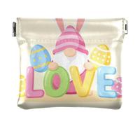Women PU Leather Change Pouch, Kiss Lock Coin Purse Card Wallet | Lightweight, Closes Securely, Spring Frame, Lipstick, Keys, Easter Gnome and The Word Love
