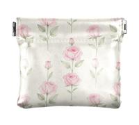 Women PU Leather Change Pouch, Kiss Lock Coin Purse Money Bag | Lightweight, Closes Securely, Pocket Size, Lipstick, Keys, }Watercolor Blush Rose Polka