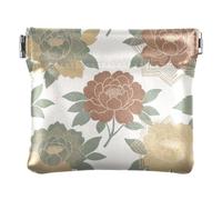 Women PU Leather Change Pouch, Kiss Lock Purse Mini Wallet | Portable, Closes Securely, Pocket Size, Lipstick, Keys, Floral Toile De Jouy French