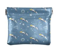 Women PU Leather Change Pouch, Kiss Lock Purse Money Bag | Lightweight, Closes Securely, Spring Frame, Credit Card, Lipstick, Watercolor Jumping Dolphin