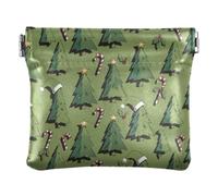 Women PU Leather Change Pouch, Kiss Lock Purse Money Pouch | Lightweight, Closes Securely, Spring Frame, Safety Pins, Paper Clips, Tree Santa Hat Candy Cane
