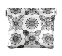 Women PU Leather Change Purse, Kiss Lock Coin Purse Money Bag | Lightweight, Closes Securely, Spring Frame, Credit Card, Lipstick, }Monochrome Sketch Bloom
