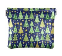 Women PU Leather Change Purse, Kiss Lock Purse Card Wallet | Portable, Closes Securely, Spring Frame, Safety Pins, Paper Clips, }Christmas Tree Stars