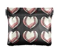 Women PU Leather Coin Pouch, Kiss Lock Coin Purse Money Pouch | Portable, Closes Securely, Spring Frame, Lipstick, Keys, Baseball Heart Softball Mom