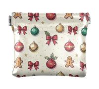 Women PU Leather Coin Pouch, Kiss Lock Coin Purse Money Pouch | Soft, Waterproof, Pocket Size, Credit Card, Lipstick, Timeless Christmas Atmosphere