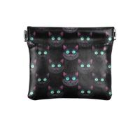 Women PU Leather Coin Purse Neon Cheshire Cat Glow Pattern