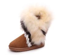 Women PU Leather Comfortable Combat Waterproof Ankle Boots Warm Fur Snow Slip On Classic Mid-calf Fur Lining Fashion Multiple Colors Winter Boots