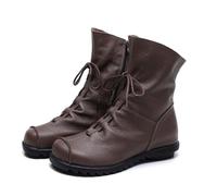 Women PU Leather Comfortable Combat Waterproof Ankle Boots Warm Fur Snow Slip On Classic Mid-calf Fur Lining Fashion Multiple Colors Winter Boots