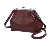 Women PU Leather Crossbody Shoulder Bag Hobo Shape Adjustable Strap | Kiss Lock Accent Adds Elegance for Gifts Birthdays Mother's Day Women's Day and Christmas