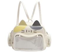 Women PU Leather Cute Anime Cat Backpacks with Multi-Compartment Transparent Pocket Anime Handbag Large Capacity Lovely Cat Crossbody Pack Travel Date Shopping Backpacks (Multicolor) (Style A)