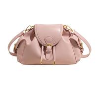 Women PU Leather Drawstring Shoulder Bag Large Capacity Cool Girl Y2K Underarm Bag with Side Pockets Trendy Sling Pouch Commute Working Satchel Bags