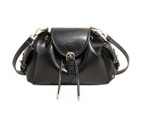 Women PU Leather Drawstring Shoulder Bag Large Capacity Luxury Flip Bucket Pack with Side Pockets Trendy Sling Pouch Commute Working Satchel Bags