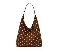 Women PU Leather Polka Dot Shoulder Bag Single Strap Tote | Spacious Open Top Handbag Casual Commuter Ladies Purse 16.14x4.72x13.58 Inches