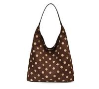 Women PU Leather Polka Dot Shoulder Bag Single Strap Tote | Spacious Open Top Handbag Casual Commuter Ladies Purse 16.14x4.72x13.58 Inches
