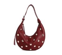 Women PU Leather Shoulder Bag Large Capacity Underarm Bags Waterproof Top-Handle Bags with Adjustable Strap for Daily Office Work Outing Social Occasions (Wine Red 270 * 200 * 40)