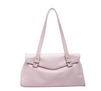 Women PU Leather Solid Color Shoulder Bag Underarm Shoulder Bag Large Capacity Shoulder Bag Versatile Handbag for Shopping Work & Daily Use (Pink)
