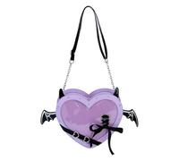 Women PU Leather Spicy Cool Girl Handbag Heart Shaped | Anime Love Pain Bag Large Capacity with Pin Display for Travel Shopping Work Dating Use