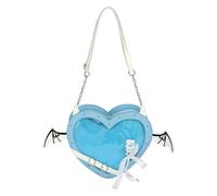 Women PU Leather Spicy Cool Girl Handbag Heart Shaped | Anime Love Pain Bag Large Capacity with Pin Display for Travel Shopping Work Dating Use