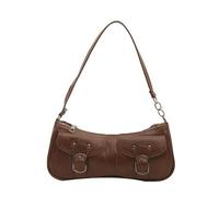 Women PU Leather Underarm Shoulder Bag with Zipper Closure One Shoulder Armpit Bag Elegant Underarm Purse for Travel Shopping Work Daily Use (Brown)