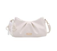 Women PU Pleated Cloud Underarm Shoulder Bag Pearl Decor(White 265*140*75) | Women PU Pleated Cloud Underarm Shoulder Bag Pearl Decor 3pcs 1 x Shoulder bag