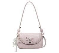 Women PU Polka Dot Shoulder Bag with Pearl Bow Pendant | Cute Underarm Purse with Adjustable Strap for Travel Shopping Work Dating Vacation Daily