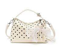 Women PU Shoulder Bag Polka Dot with Pendant Detachable Strap | Large Capacity Hobo Purse Underarm Crossbody Bag for Daily Office Work Outing Social Occasions