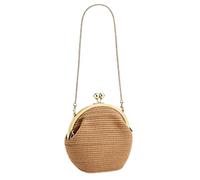 Women PU/Straw Stylish Mental Lip Lock Purse Lightweight Vintage Evening