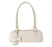 Women PU Underarm Bag Small Handbag Large Capacity Fashion Shoulder Bag Solid Color Top Handle Bag with Heart Pendant Stylish Shoulder Purse (White)