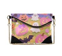 Women PU Wristlet Purses Clutch Cute Pink Pumpkin ghosts for Halloween