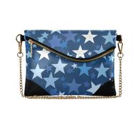 Women PU Wristlet Purses Clutch Minimalist Style Evening Clutch Bag for Wedding Classical White Stars Blue