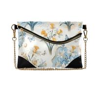 Women PU Wristlet Purses Clutch Stylish Key Chain Wallet for Lady Vintage Easter Lily Daffodils Flowers