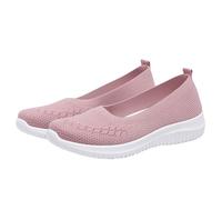 Women Pull On Casual Walking Shoes Breathable Stretch Knit Upper Lightweight Comfortable Trainers Non Skid Outsole Padded Insole Flexible Design for Daily Indoor Outdoor Commute Work Shopping Pink