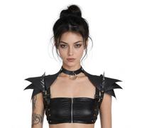 Women Punk Rivet Shoulder Armor Gothic Fancy Dress PU Leather Collar Shrug | Medieval Pauldron Armor Adjustable Warrior Shoulder Shrug Shawl Cosplay Dress Up Costume Accessory for Halloween Night Club