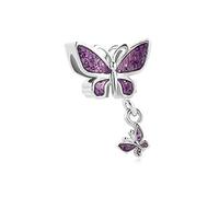 Women Purple Butterfly Dnagle Charm Compatible with Pandora Charm Bracelets February Birthstones Butterflies