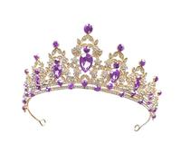Women Purple Crystal Wedding Crown Rhinestone Tiara Headband Princess Queen Hair Accessories for Birthday Prom Bridal Hen Party Halloween Christmas Costume Party Adults Presents Jewelry