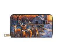 Women Purses, PU Leather Long Wallet with Zipper Coin Pocket 12 Card Slots | Camouflage Deer Printed Ladies Purse Wallet, Long Purses For Women & Men