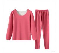 Women Pyjama Set Long Sleeve Round Neck Tops and Wide Leg Trousers Soft Comfy 2 Pieces Pjs Sets Thermal Thick Cosy Winters Nightwear Solid Loungewear Pajamas Ladies Sleepwear Set Watermelon Red